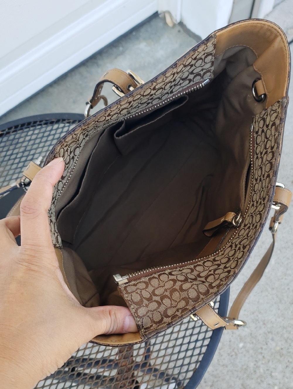 Coach Micro CC Jacquard Canvas Leather Gallery Tote Bag Monogram Y2K Classic - Picture 10 of 17